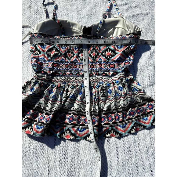 Forever 21 Top Medium Multicolor Tank Full Zip Sleeveless Western Rayon Womens - Picture 10 of 10